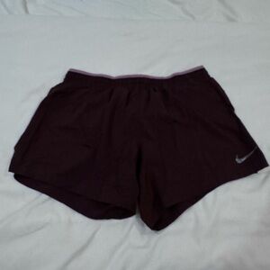 Nike Women's Maroon Running Shorts with Reflective Swoosh